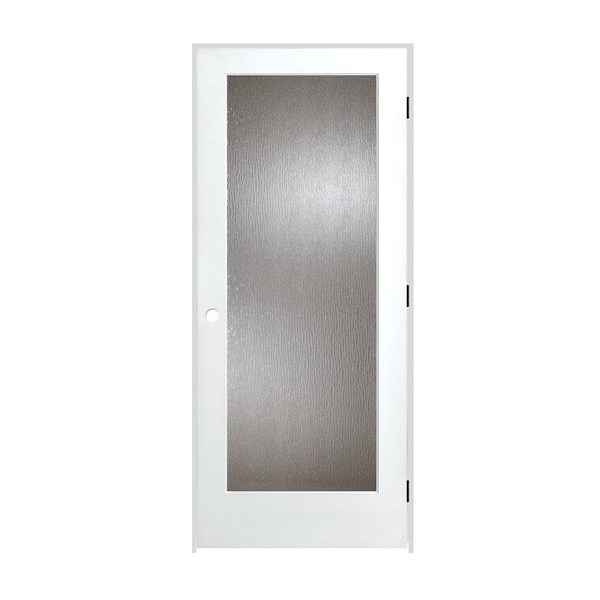 Trimlite 36"x80"x13/8" Primed 1Lite Rain Tempered Glass Interior French 71/4" LH Prehung Door Black Hinges 3068pri1501RAITLH1D714 - main